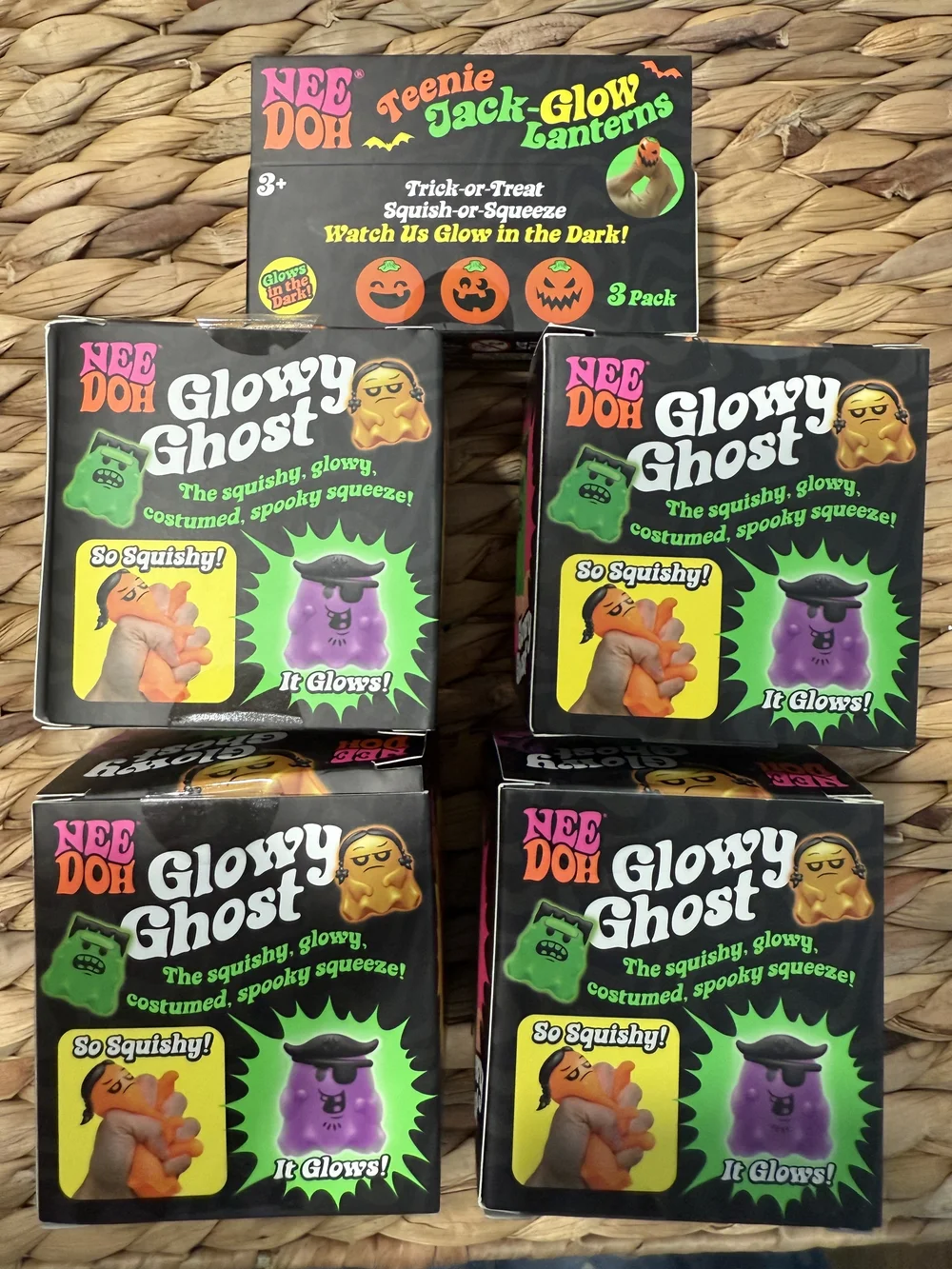 Needoh Glowy Ghosts Set(All 4) & pack Of Teenie Jack Glow Lanterns-Authentic